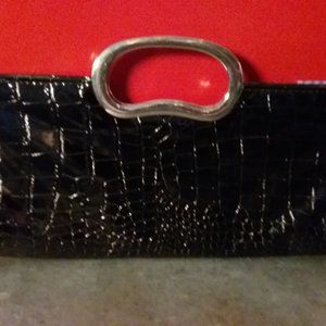 Black Leather pebbled clutch